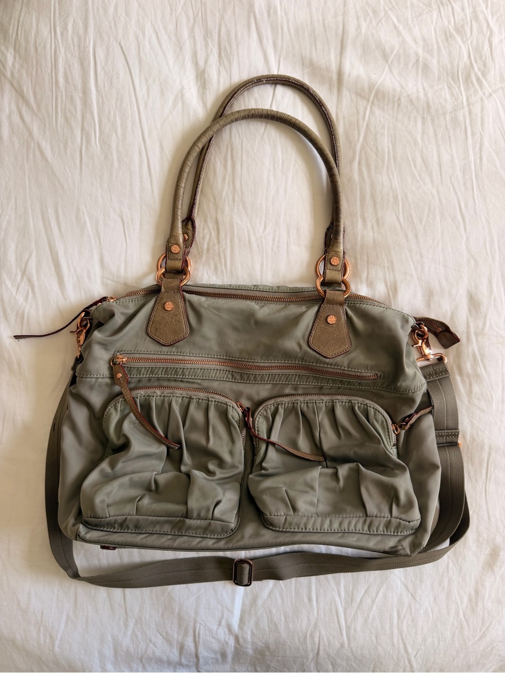 MZ Wallace Olive Green Bag with Adjustable Crossbody Strap